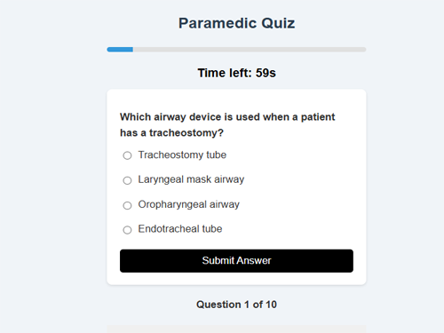 First Responder Quiz Screenshot
